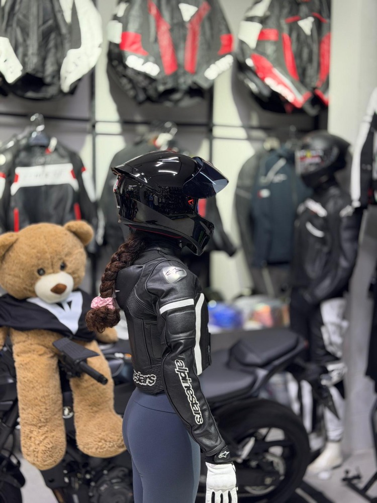 Alpinestars Kadın Deri Ceketi BEYAZ-SİYAH