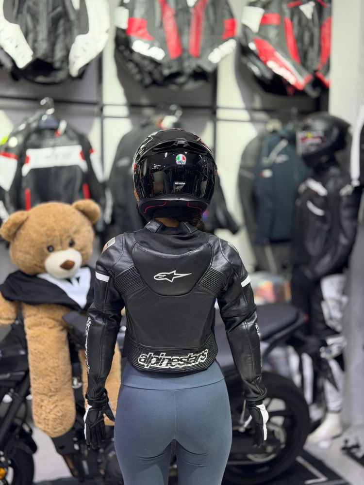 Alpinestars Kadın Deri Ceketi BEYAZ-SİYAH