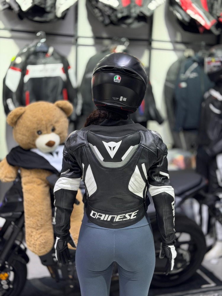 Dainese Kadın Deri Ceketi SİYAH-BEYAZ