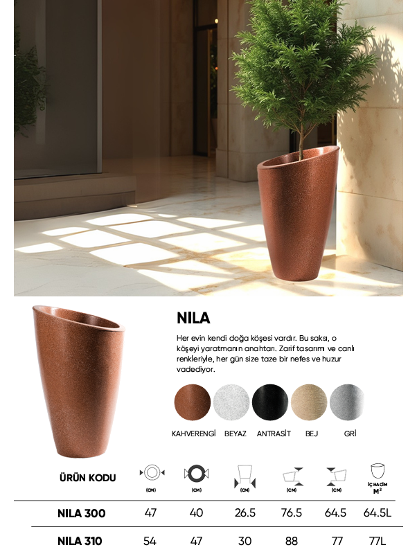 BOSTANN DEKORATİF SAKSI - NILA 300 - 64,5 LİTRE