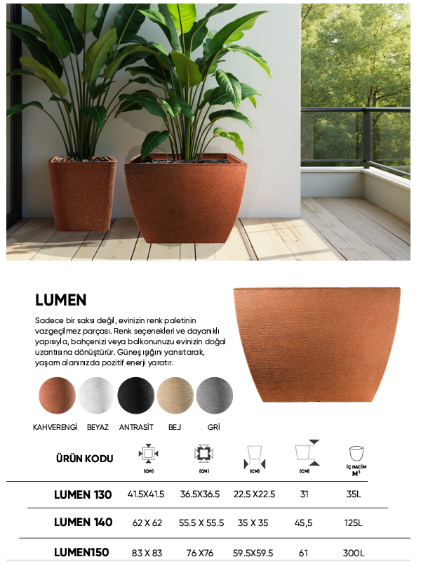 BOSTANN DEKORATİF SAKSI - LUMEN 150 - 300 LİTRE