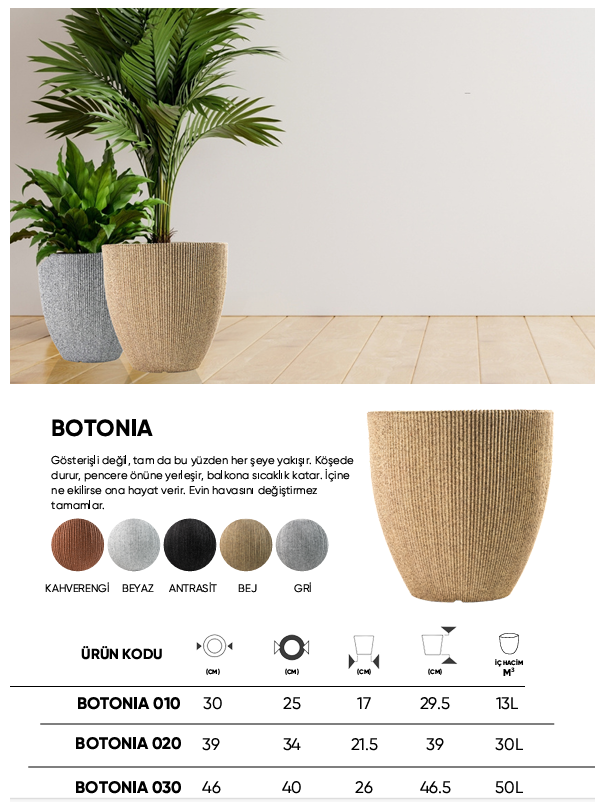 BOSTANN DEKORATİF SAKSI - BOTONIA 010 - 13 LİTRE