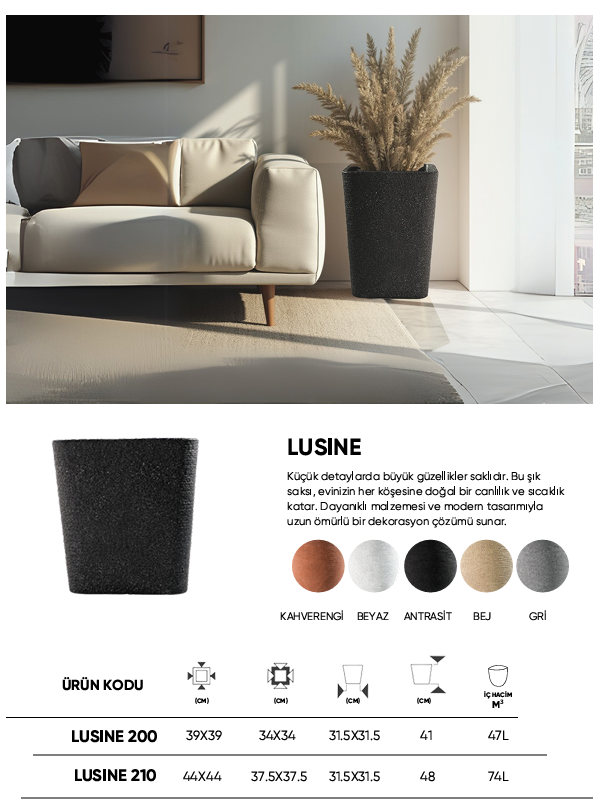 BOSTANN DEKORATİF SAKSI - LUSINE 210 - 74 LİTRE