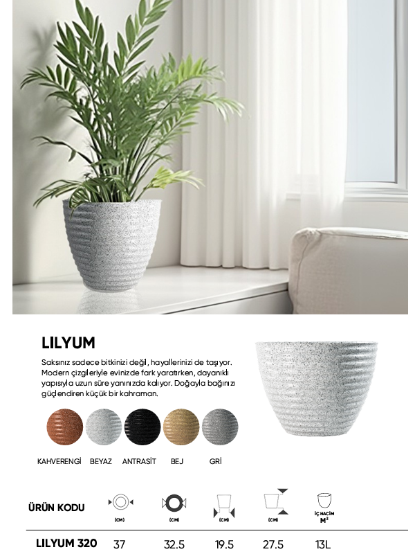 BOSTANN DEKORATİF SAKSI - LILYUM 320 - 13 LİTRE