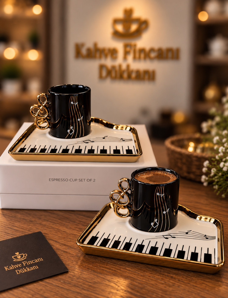 PİYANO 2 KİŞİLİK PORSELEN FİNCAN SET 
