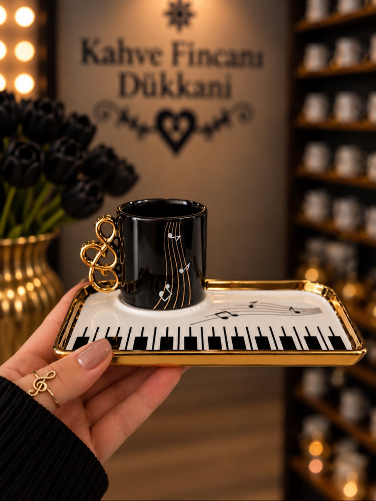 PİYANO 2 KİŞİLİK PORSELEN FİNCAN SET 