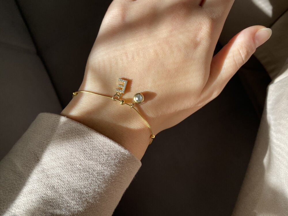 Harf Charmlı Gold Bileklik