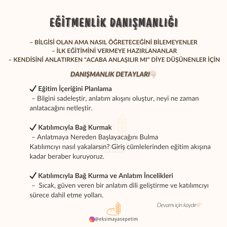 Eğitmenlik Danışmanlığı