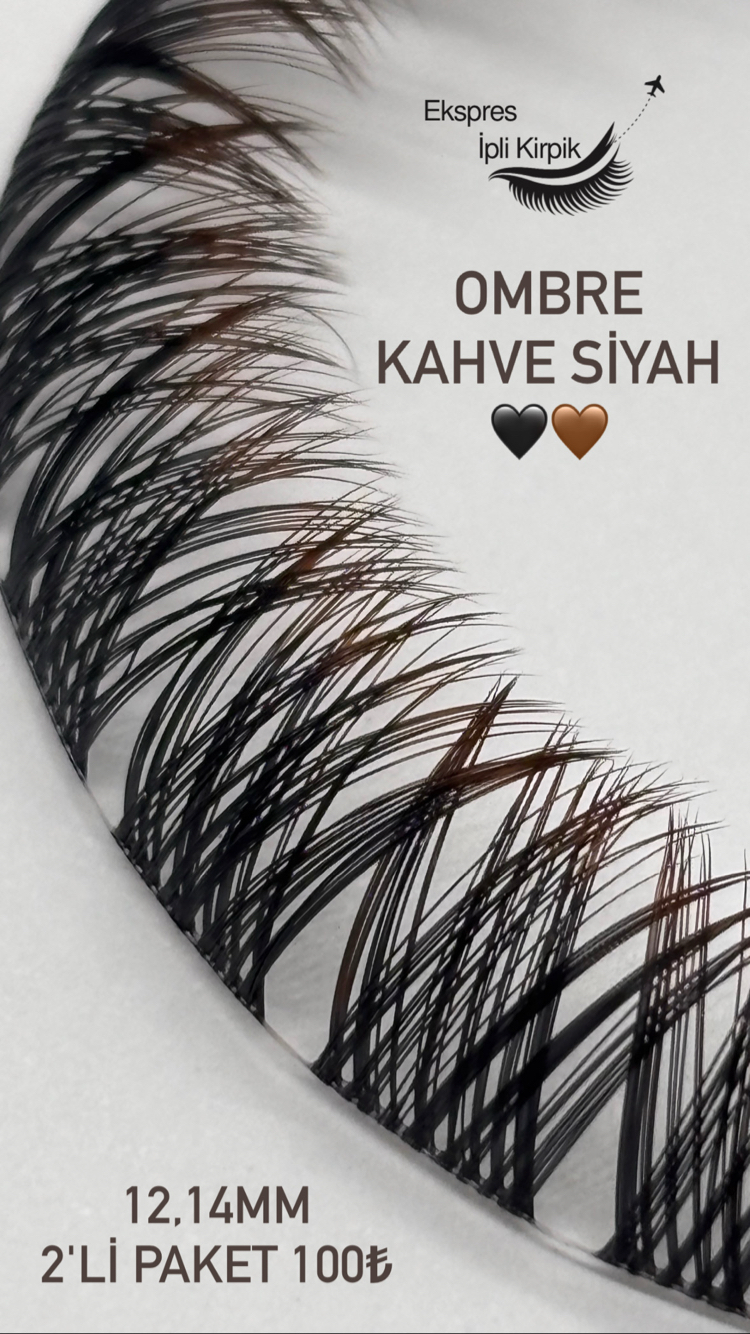 Ombre Siyah Kahverengili Volum Kirpik