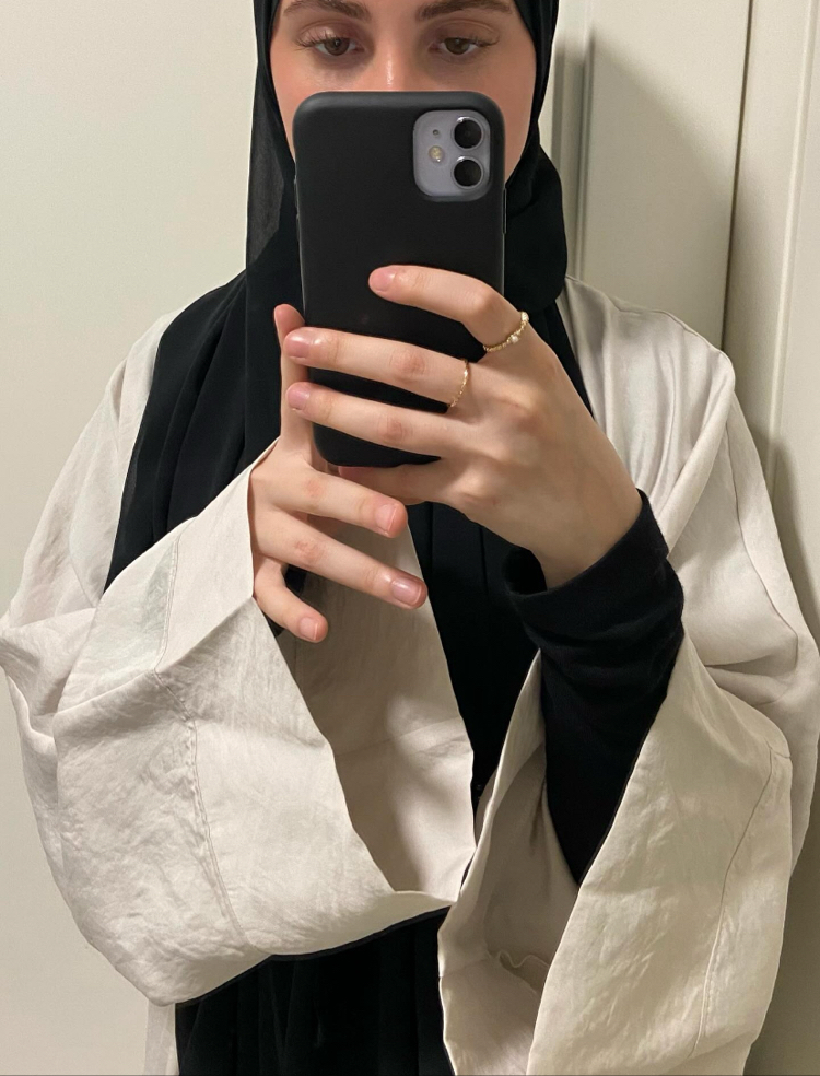 ekru keten abaya