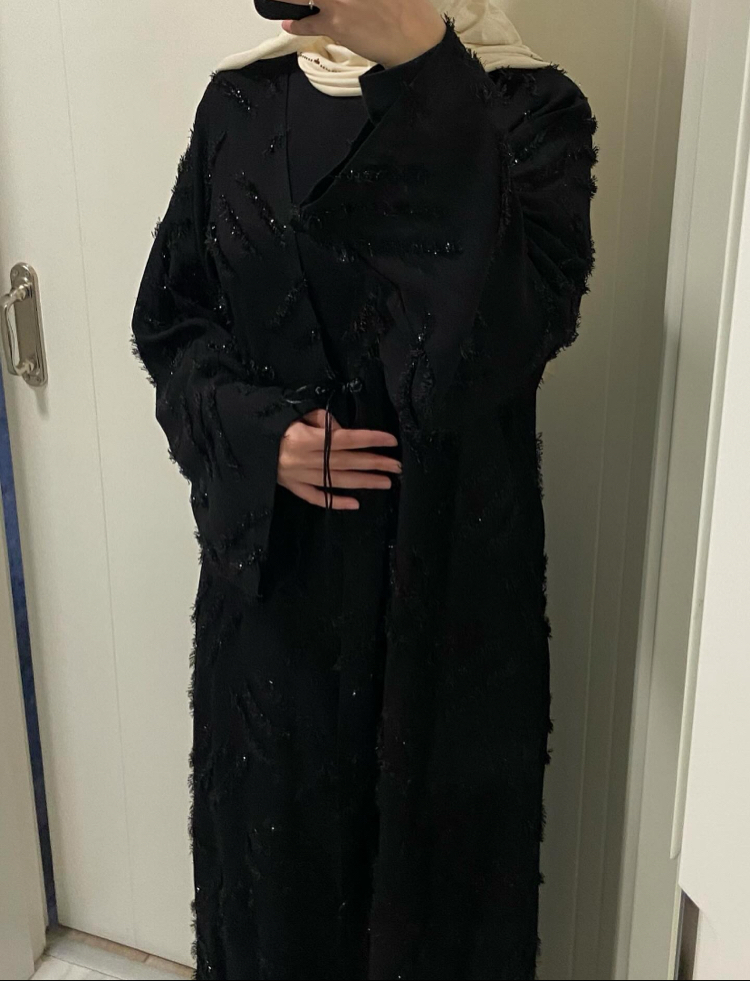 elaya siyah dokulu abaya — kimono