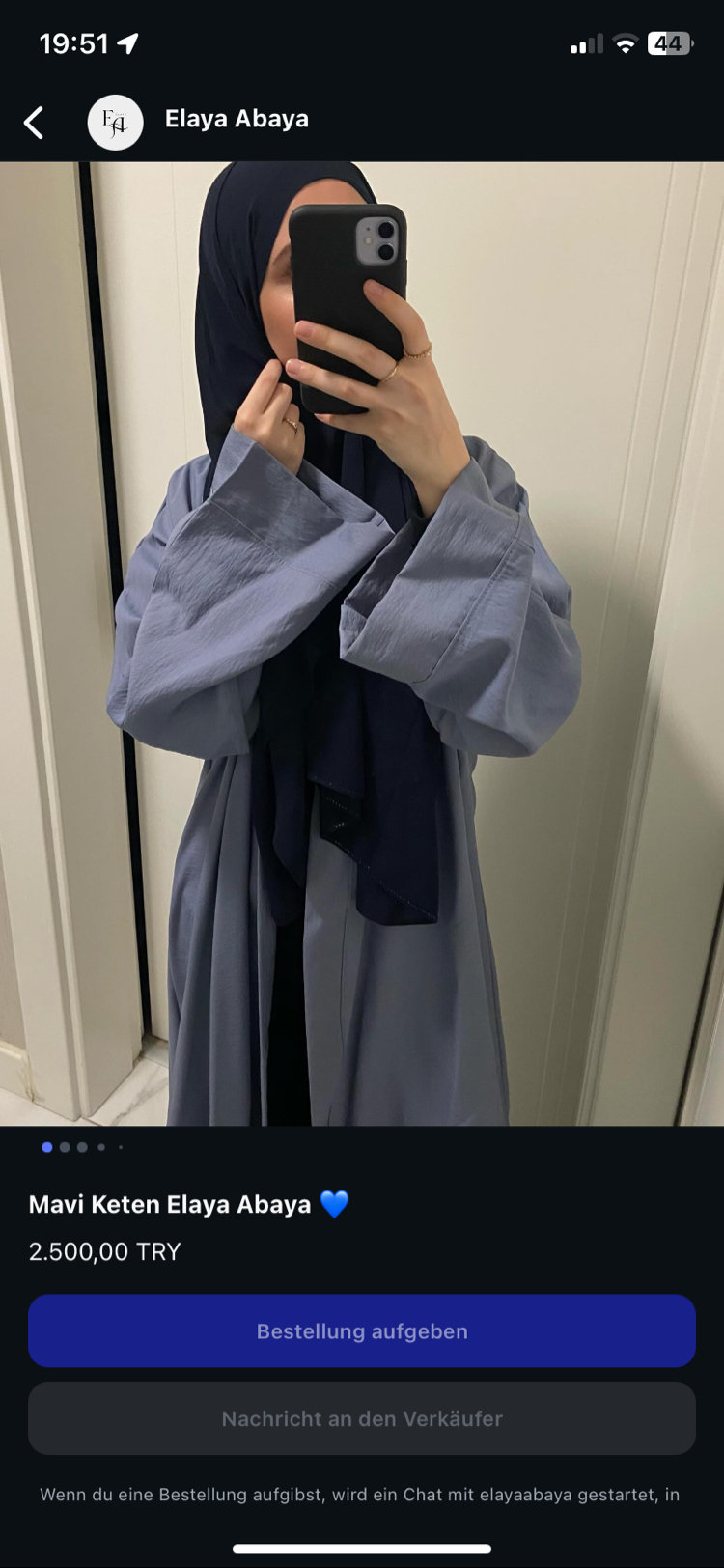 mavi keten abaya 