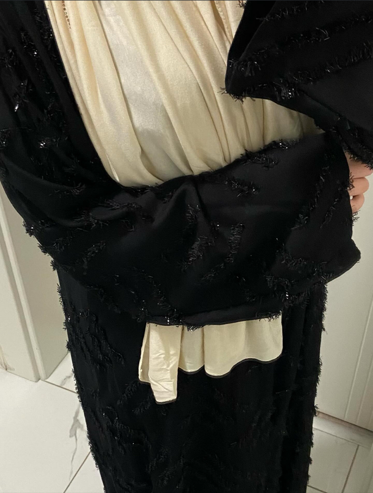 elaya siyah dokulu abaya — kimono