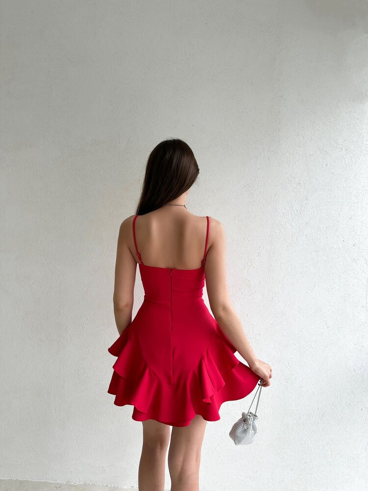 Prenses model askılı mini elbise