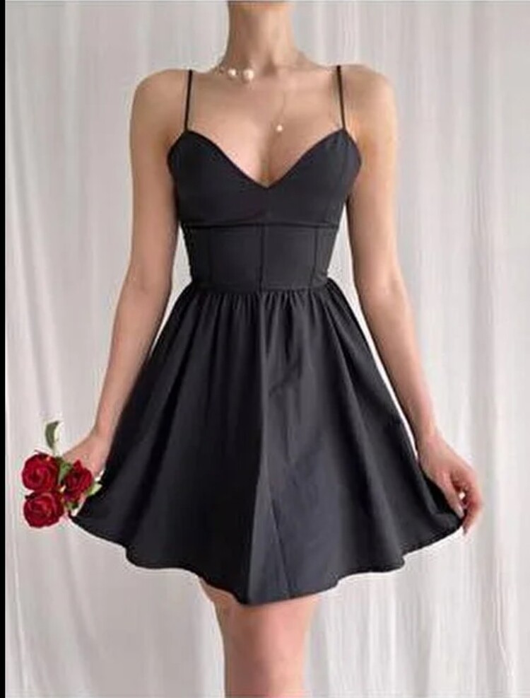Poplin kumaş askılı mini elbise