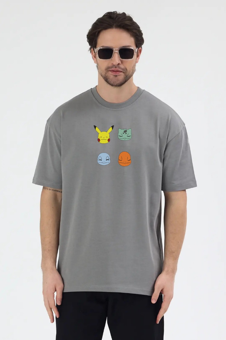 Pokemons Nakış İşlemeli Unisex Oversize T-Shirt