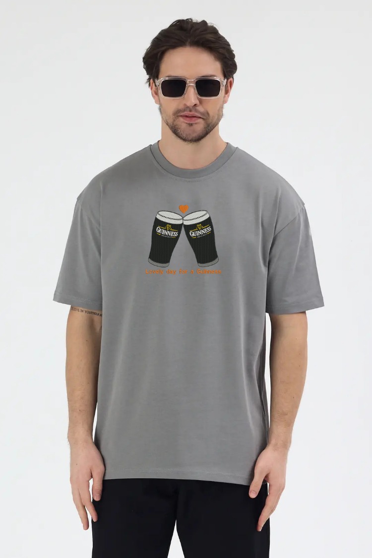 Guinness Nakış İşlemeli Unisex Oversize T-Shirt