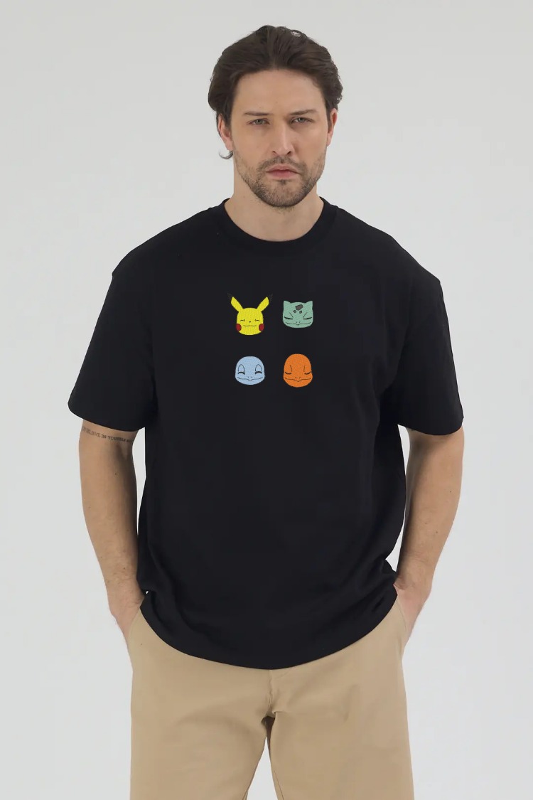 Pokemons Nakış İşlemeli Unisex Oversize T-Shirt