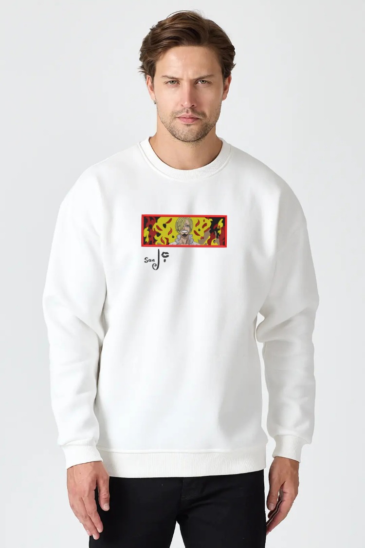 Sanji Nakış İşlemeli Unisex Oversize Sweatshirt