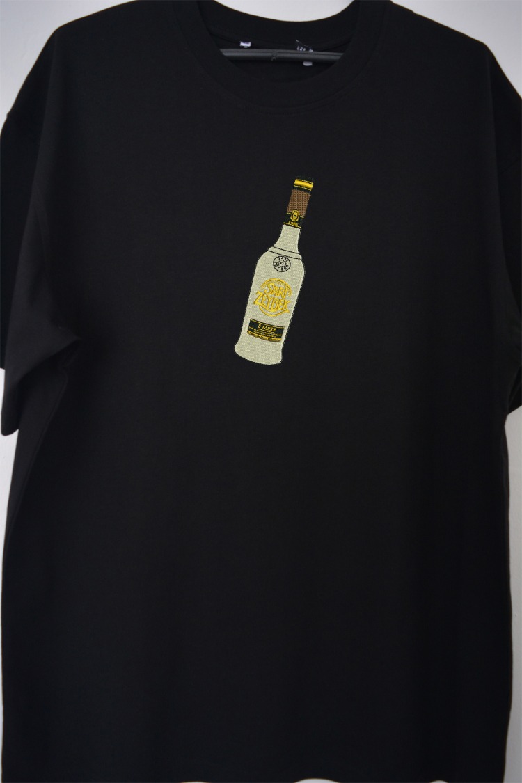 Sarı Zeybek Nakış İşlemeli Unisex Oversize T-Shirt