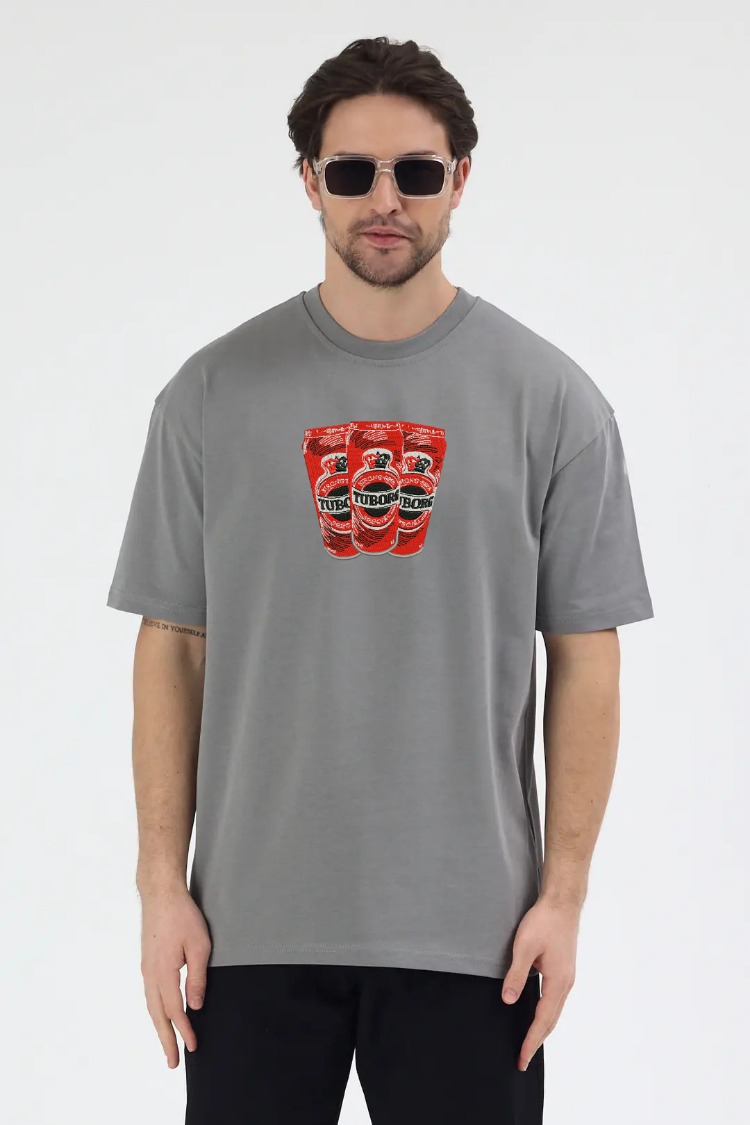 Tuborg Red Nakış İşlemeli Unisex Oversize T-Shirt