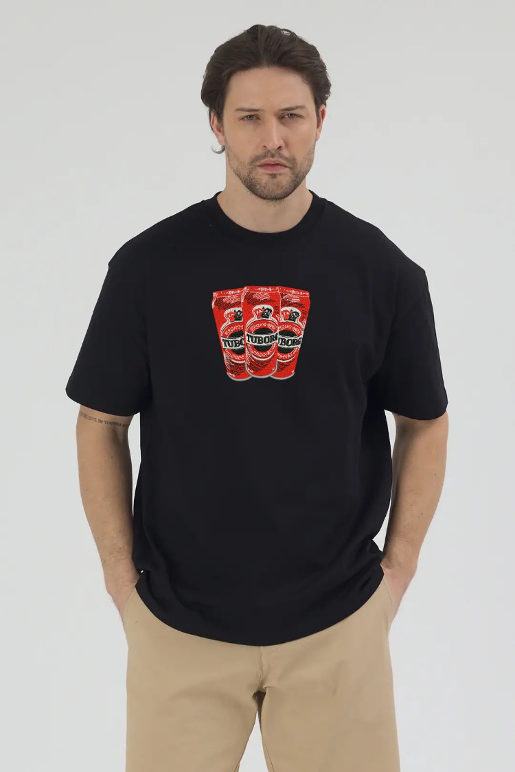 Tuborg Red Nakış İşlemeli Unisex Oversize T-Shirt