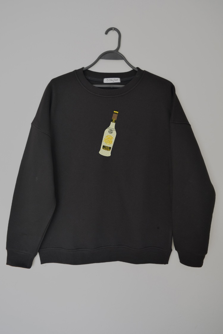 Sarı Zeybek Nakış İşlemeli Unisex Oversize Sweatshirt