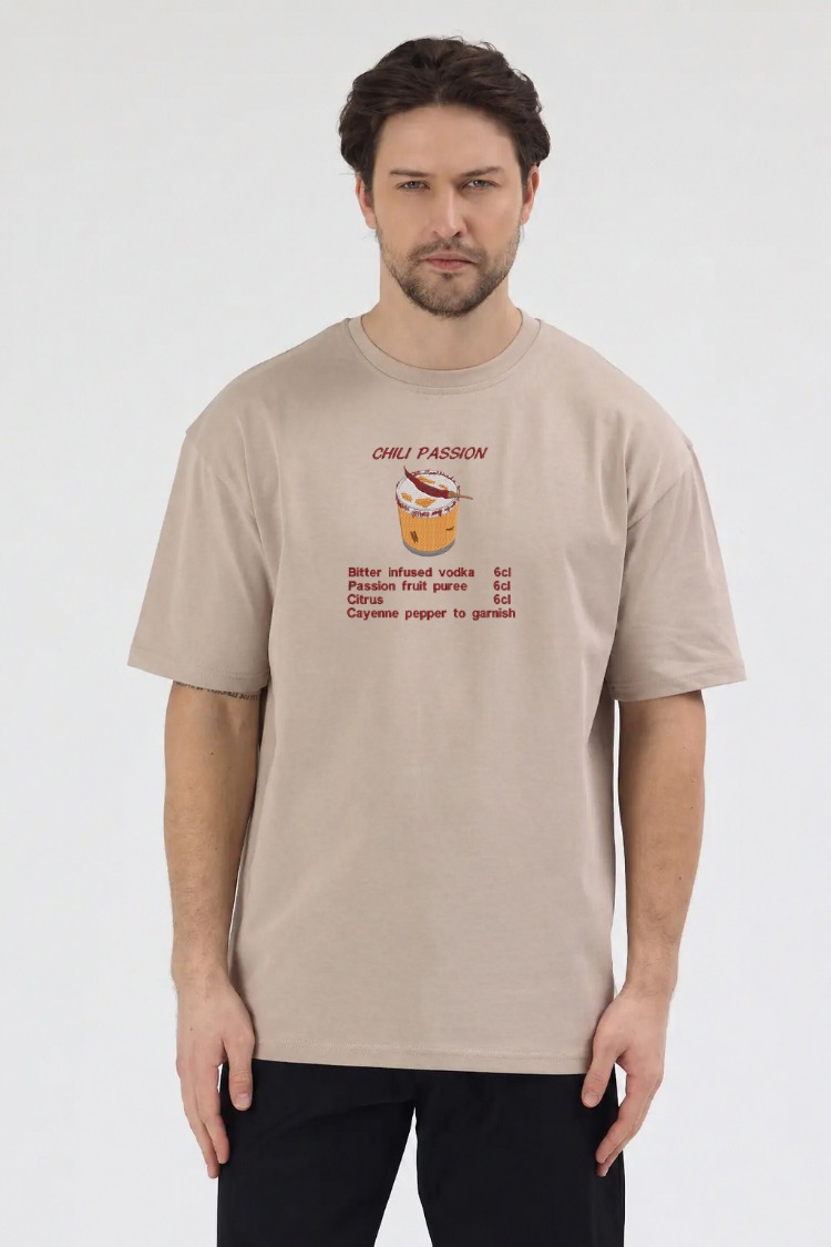 Chili Passion Nakış İşlemeli Unisex Oversize T-Shirt