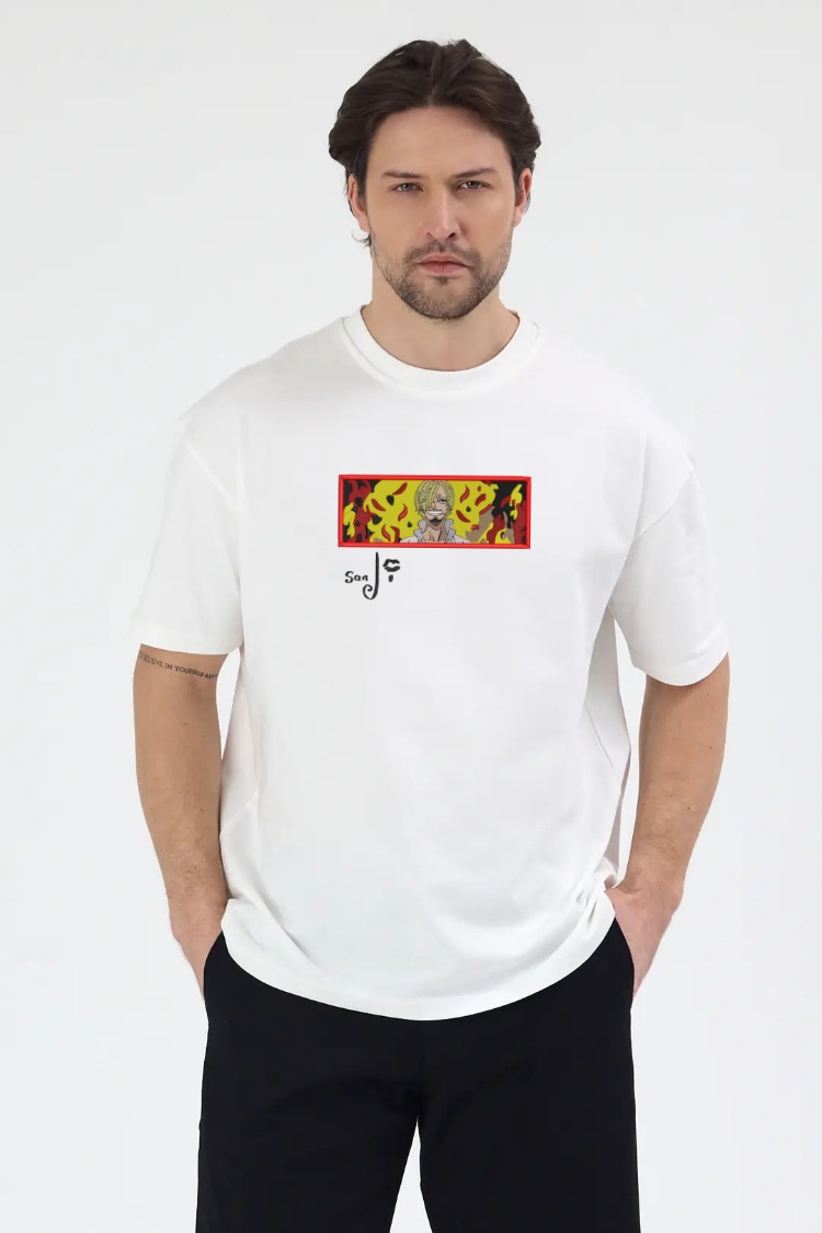 Sanji Nakış İşlemeli Unisex Oversize T-Shirt