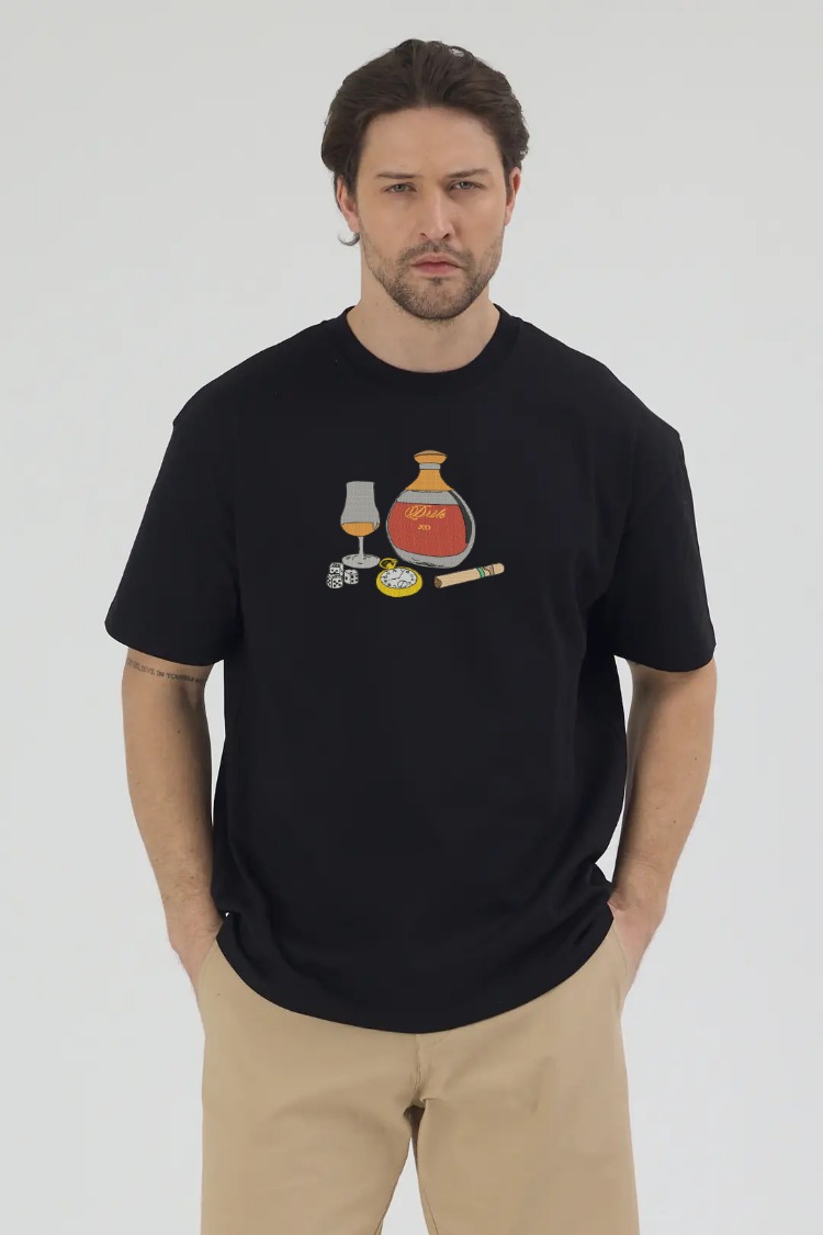 Konyak Nakış İşlemeli Unisex Oversize T-Shirt