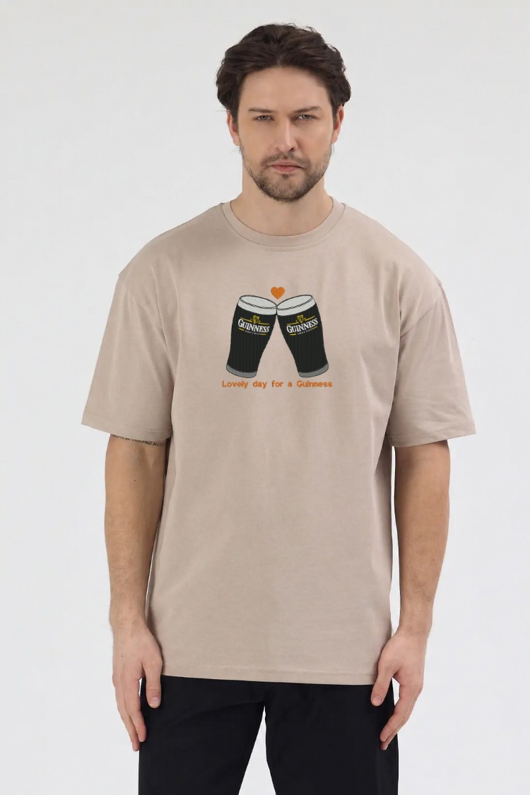 Guinness Nakış İşlemeli Unisex Oversize T-Shirt