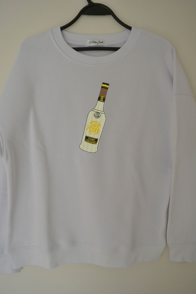 Sarı Zeybek Nakış İşlemeli Unisex Oversize Sweatshirt