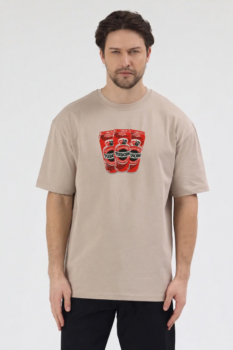 Tuborg Red Nakış İşlemeli Unisex Oversize T-Shirt