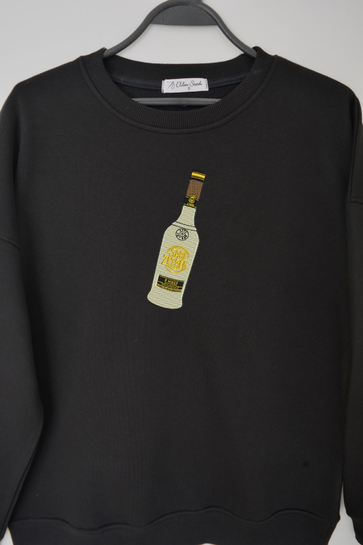 Sarı Zeybek Nakış İşlemeli Unisex Oversize Sweatshirt