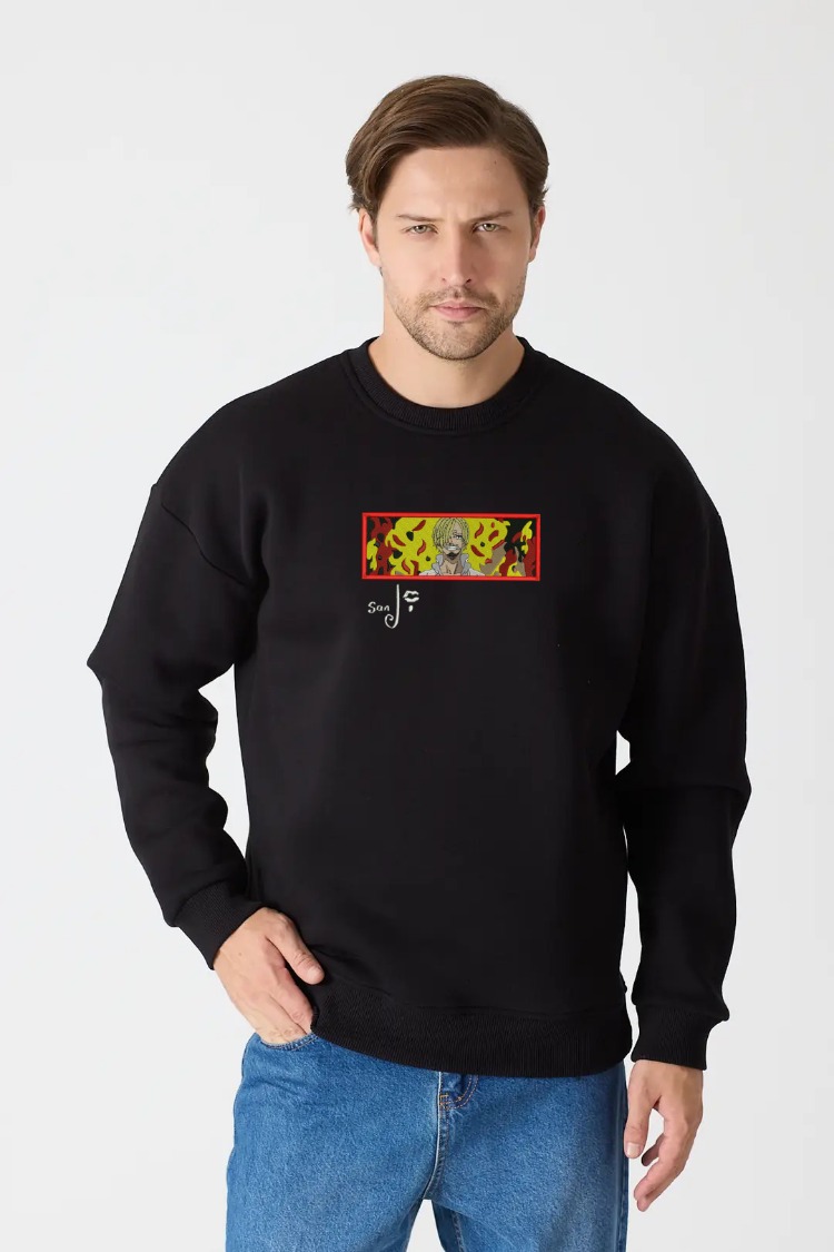 Sanji Nakış İşlemeli Unisex Oversize Sweatshirt