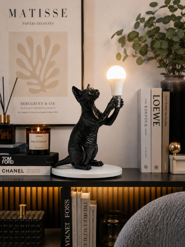 Kedi Lamba Dekoru | 24 cm 3D Baskı Tasarım Masa Lambası | Kablolu