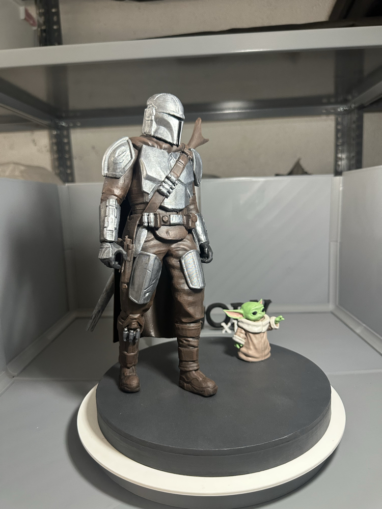 El Boyaması Mandalorian & Grogu (Baby Yoda) 3D Figür – Koleksiyonluk Dekor – 27 cm