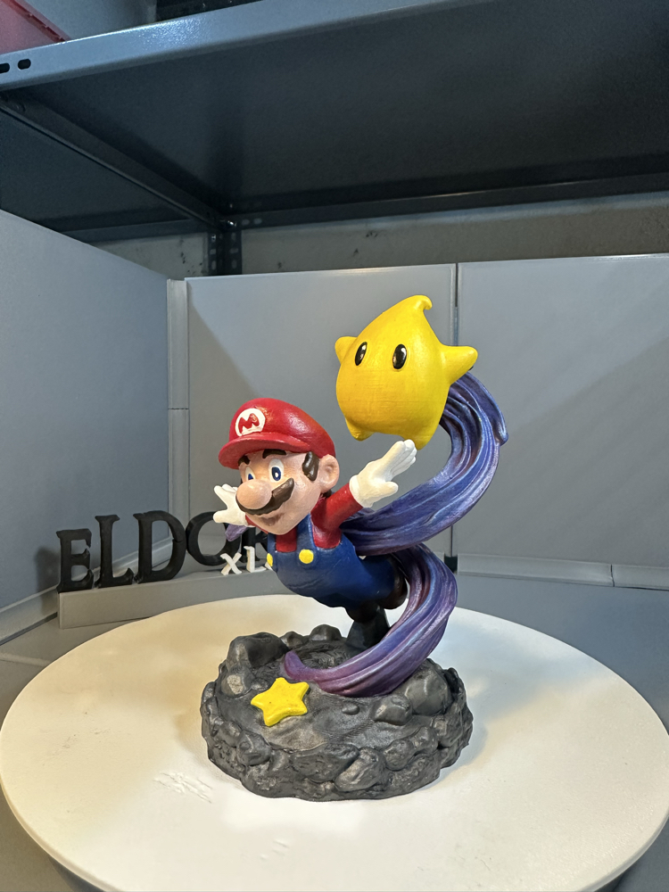 Mario & Luma El Boyaması 3D Baskı Figür – Super Mario Galaxy Koleksiyonluk Dekor 15 CM