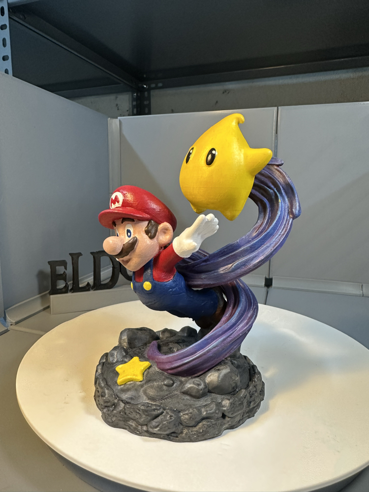 Mario & Luma El Boyaması 3D Baskı Figür – Super Mario Galaxy Koleksiyonluk Dekor 15 CM