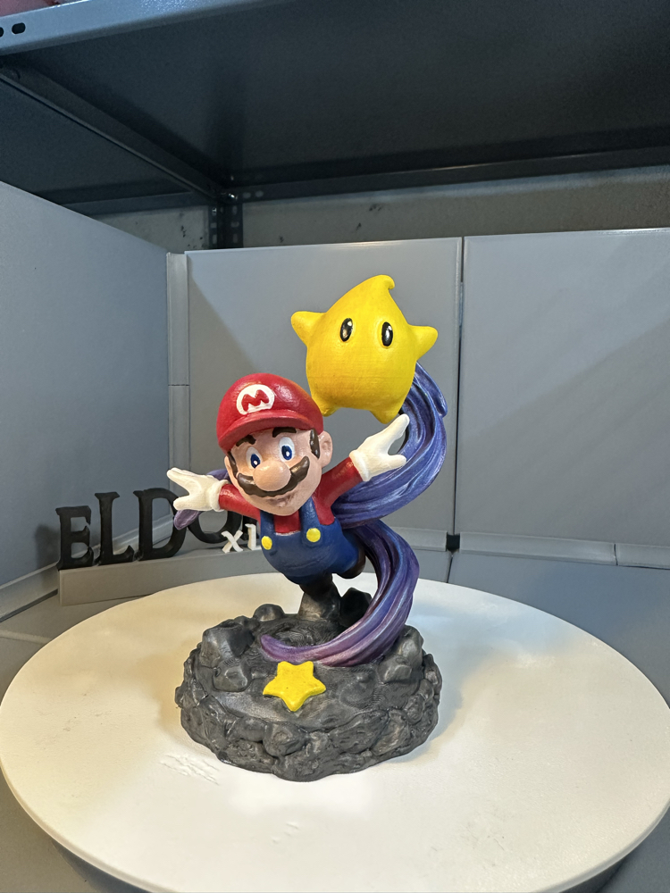 Mario & Luma El Boyaması 3D Baskı Figür – Super Mario Galaxy Koleksiyonluk Dekor 15 CM