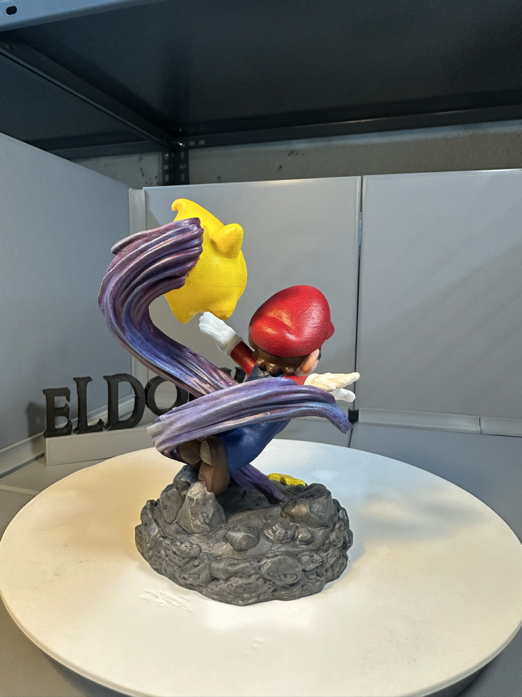 Mario & Luma El Boyaması 3D Baskı Figür – Super Mario Galaxy Koleksiyonluk Dekor 15 CM