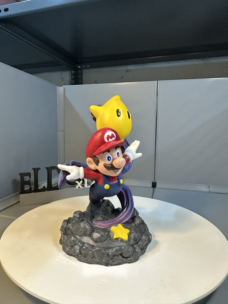 Mario & Luma El Boyaması 3D Baskı Figür – Super Mario Galaxy Koleksiyonluk Dekor 15 CM