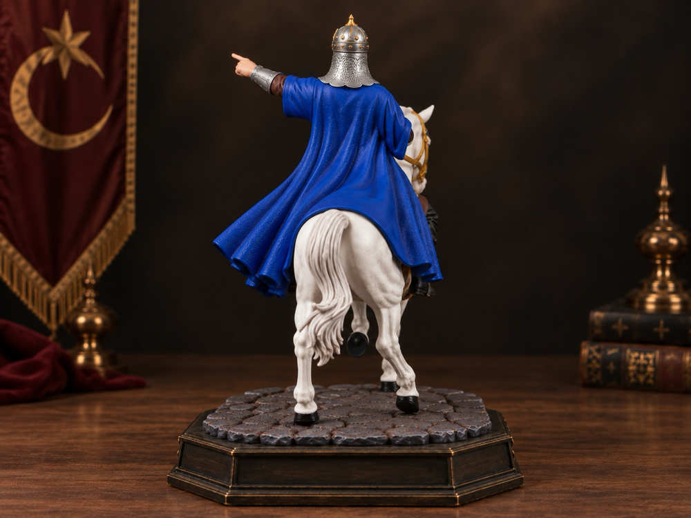 Fatih Sultan Mehmed Atlı Figür 35 cm – Mavi Kaftan