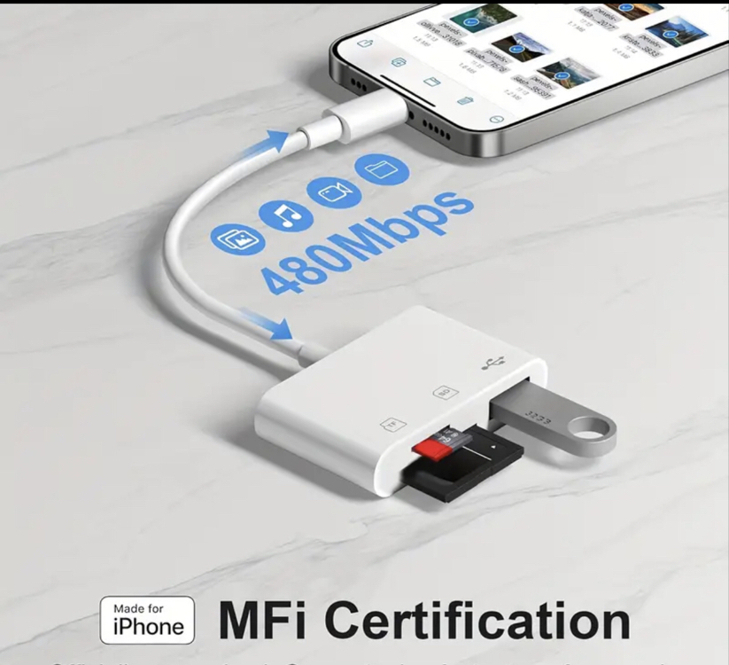 iPhone için hafıza kartı ve usb okuyucu