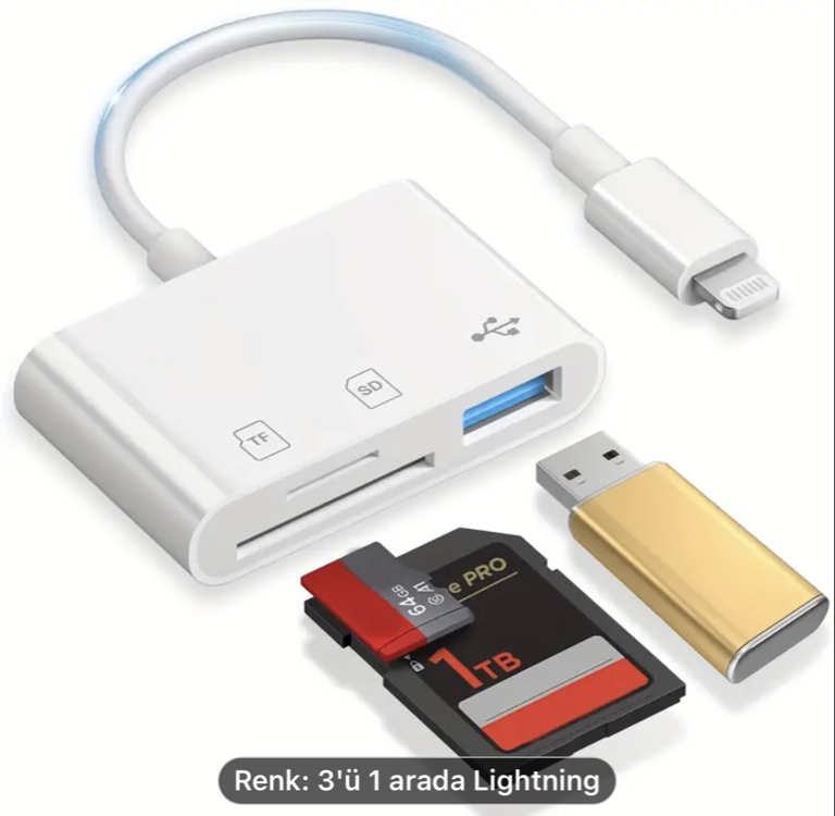 iPhone için hafıza kartı ve usb okuyucu