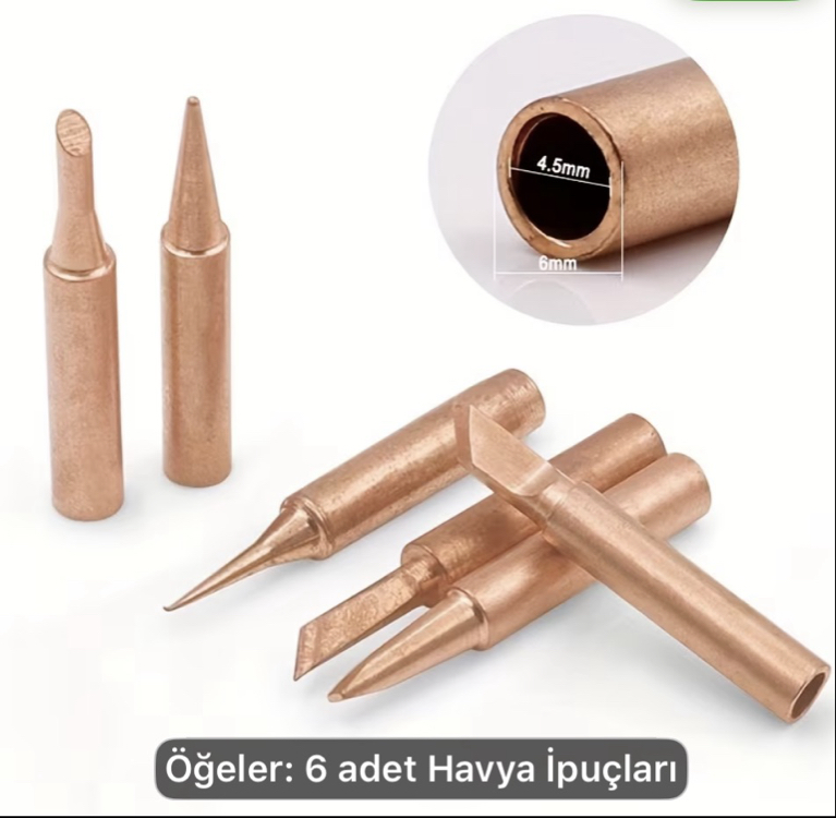 6 parça çeşitli bakır havya ucu