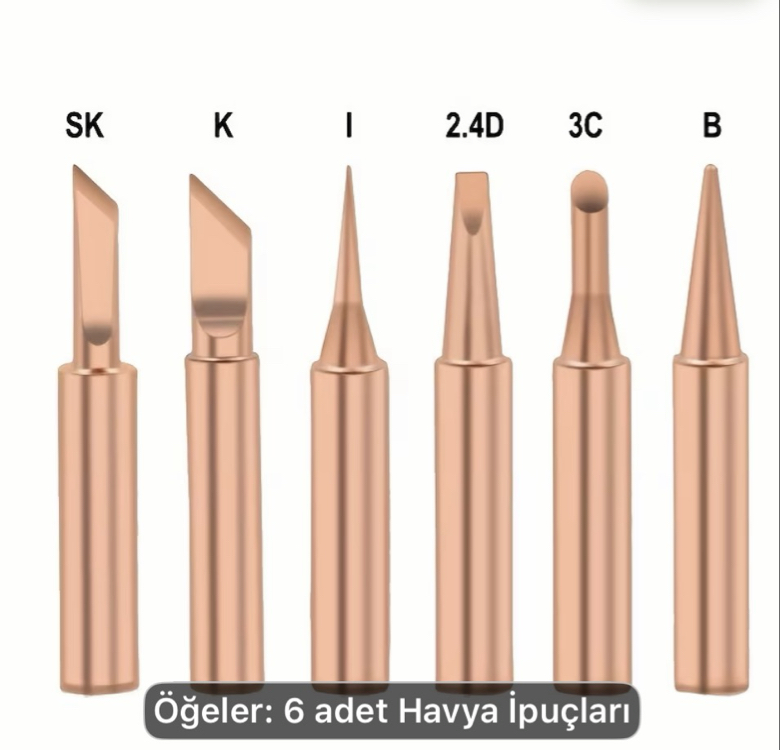 6 parça çeşitli bakır havya ucu