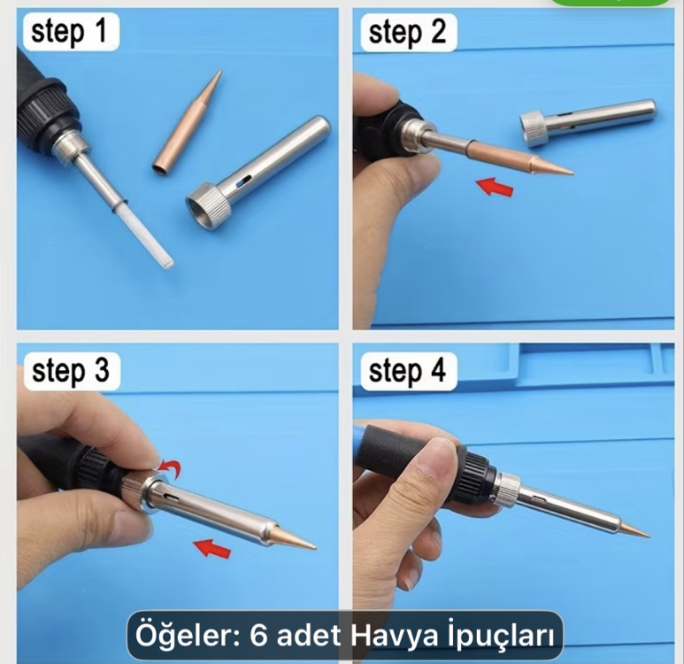 6 parça çeşitli bakır havya ucu