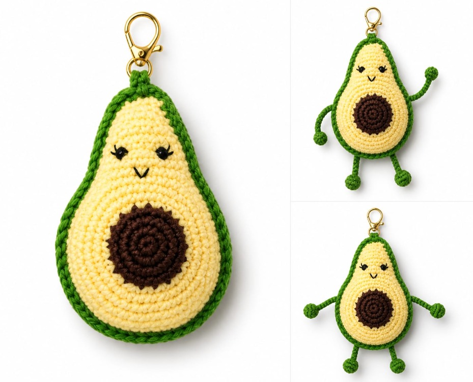 Avokado Amigurumi Anahtarlık & Çanta Charmı 