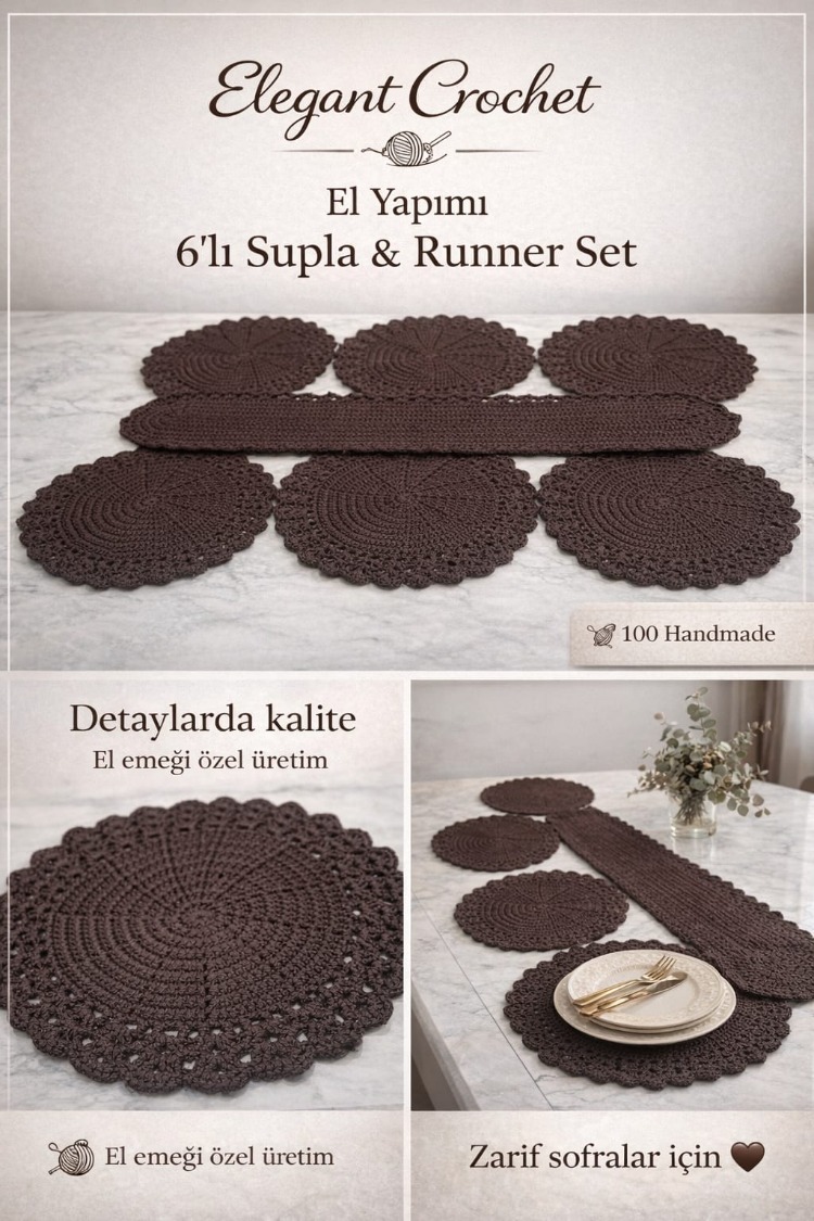 Acı Kahve Polyester Supla Takımı